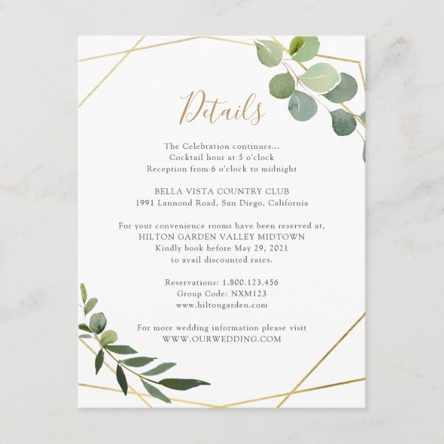 Carte D'accompagnement Informations détaillées sur la verdure géométrique (Devant)