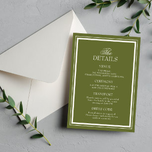 Carte D'accompagnement Informations détaillées sur un mariage élégant ver