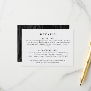 Carte D'accompagnement Informations élégantes sur le mariage en marbre no
