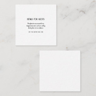 Carte D'accompagnement Informations mariage Clients Noir Blanc Simple