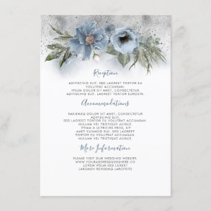 Carte D'accompagnement Informations Mariage Dusty Blue Et Silver Invité
