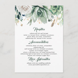 Carte D'accompagnement Informations Mariage verdoyantes Invité