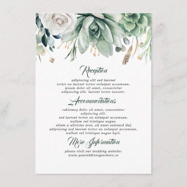 Carte D'accompagnement Informations Mariage verdoyantes Invité (Devant)