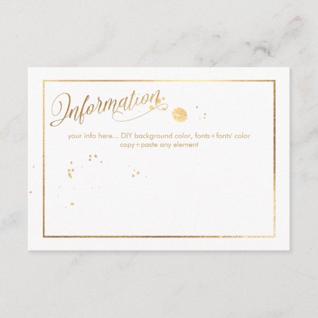 Carte D'accompagnement Informations PixDezines Dazzled/Faux Gold (Devant)