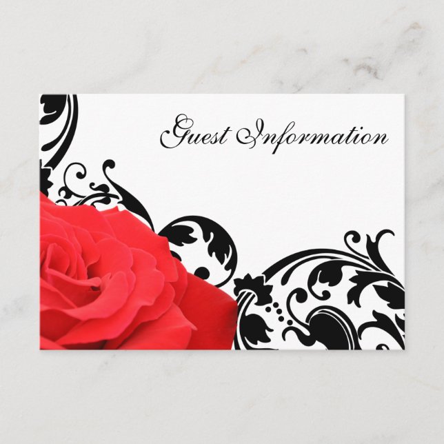 Carte D'accompagnement Informations pour les invités de mariage Rose Roug (Devant)