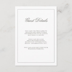 Carte D'accompagnement Informations simples sur le client Mariage blanc e