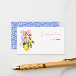 Carte D'accompagnement Informations sur la baby shower coquette Lemon Pin
