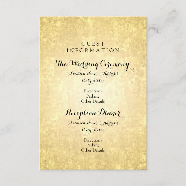 Carte D'accompagnement Informations sur le client mariage Gold Foil Stars (Devant)