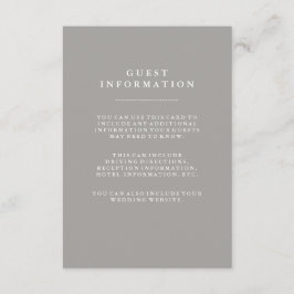 Carte D'accompagnement Informations sur le client Mariage Gris Profond
