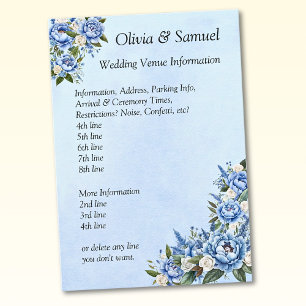 Carte D'accompagnement Informations sur le lieu de mariage - Blue Peony