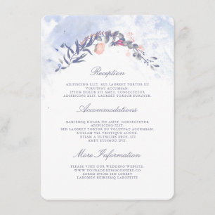 Carte D'accompagnement Informations sur le Mariage Dusty Blue et Blush In