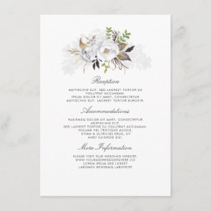 Carte D'accompagnement Informations sur le Mariage Floral blanc Invité