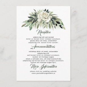 Carte D'accompagnement Informations sur le Mariage verdoyant Invité