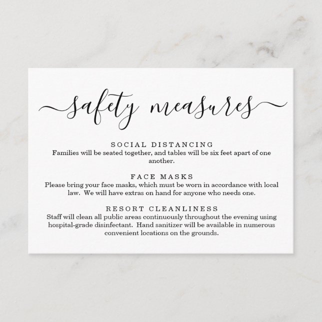 Carte D'accompagnement Informations sur le masque de sécurité Covid 19 et (Devant)