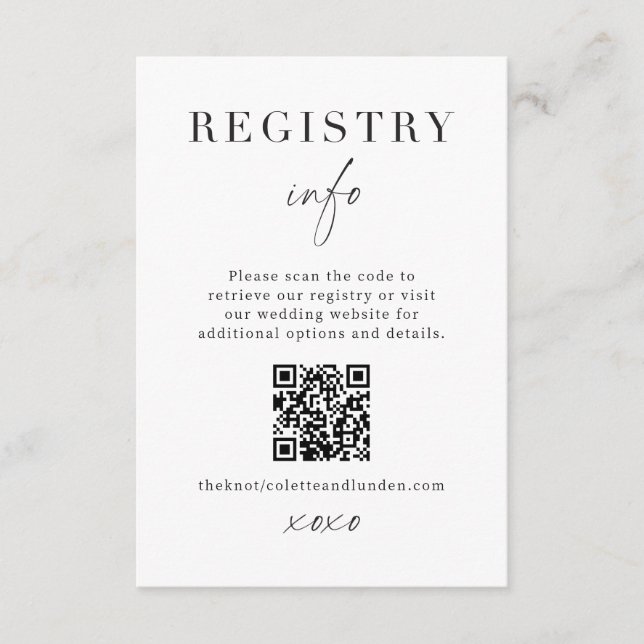 Carte D'accompagnement Informations sur le registre de mariage moderne in (Devant)