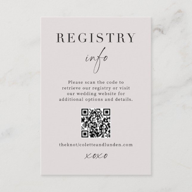 Carte D'accompagnement Informations sur le registre de mariage moderne in (Devant)