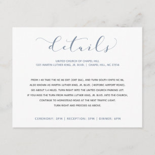 Carte D'accompagnement Informations sur les détails du mariage en typogra