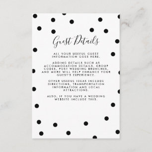 Carte D'accompagnement Informations sur les invités de mariage à pois