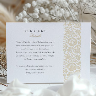 Carte D'accompagnement Informations sur les Mariages floraux beige et ivo