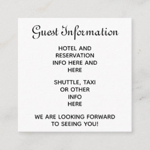 Carte D'accompagnement Informations sur les réservations des invités de m