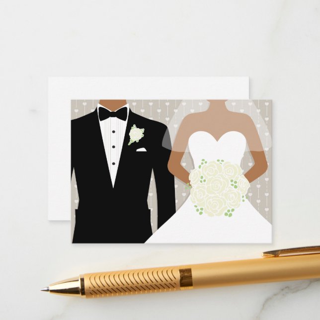 Carte D'accompagnement Informations sur les roses blanches du mariage mar (Devant/Arrière en situation)