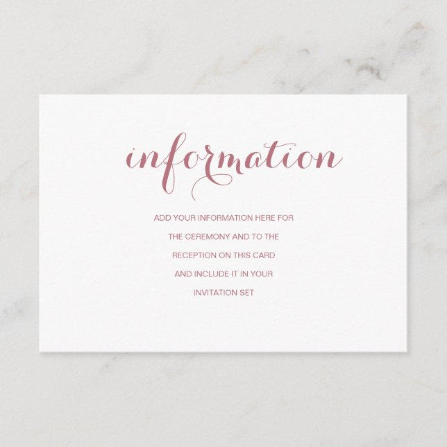 Carte D'accompagnement Informations sur un mariage moderne simple en or r (Devant)