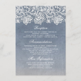 Carte D'accompagnement Informations sur un mariage vintage bleu poussiére