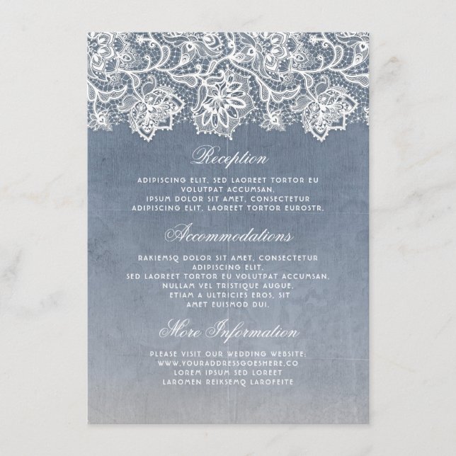 Carte D'accompagnement Informations sur un mariage vintage bleu poussiére (Devant)