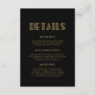 Carte D'accompagnement Informations vintages sur le mariage art déco des 