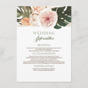 Carte D'accompagnement Informations vintages sur le Mariage tropical de B
