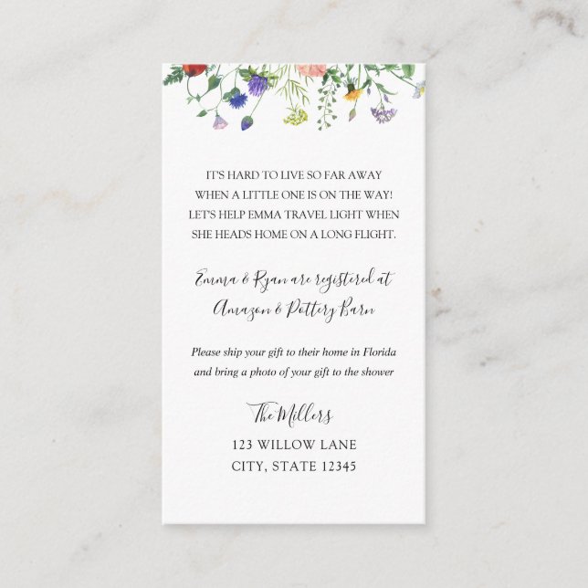 Carte D'accompagnement Infos baby shower longue distance (Devant)