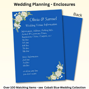 Carte D'accompagnement Infos sur le site mariage - Cobalt Blue & White Ro