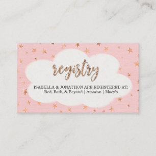 Carte D'accompagnement Inscription du registre pour l'invitation Baby sho