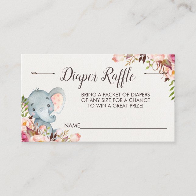 Carte D'accompagnement Insérez le billet de tombola pour éléphant Boho (Devant)
