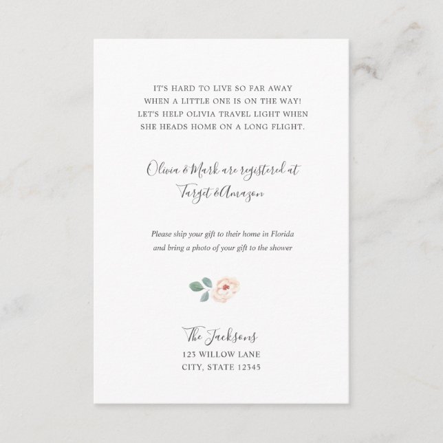 Carte D'accompagnement Insertion de baby shower longue distance (Devant)