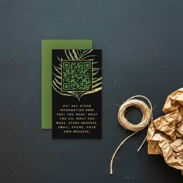 Carte D'accompagnement Insertion de code feuille et QR pour les commandes (Leaf and QR Code insert for customer orders.)