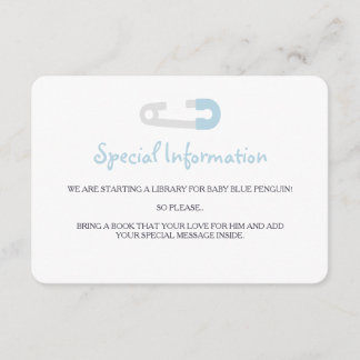 Carte D'accompagnement Insertions d'informations sur le pingouin bleu béb