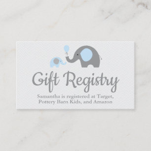 Carte D'accompagnement Insertions du registre des Baby showers éléphants 