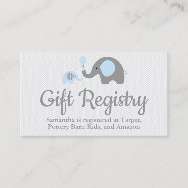 Carte D'accompagnement Insertions du registre des Baby showers éléphants  (Devant)