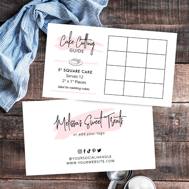 Carte D'accompagnement Instructions de coupe de gâteau Carré de 5 po 2x1  (5 inch square cake cutting guide for 2x1" wedding portions)