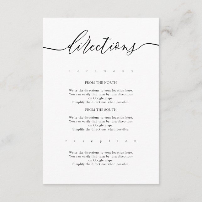 Carte D'accompagnement Instructions de mariage simple (Devant)