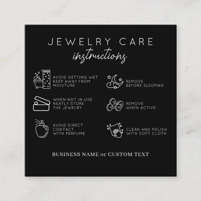 Carte D'accompagnement Instructions pour la bijouterie Commerce Merci noi (Devant)