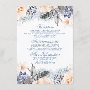 Carte D'accompagnement Invité floral de l'information de mariage de bleu