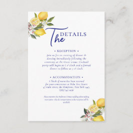 Carte D'accompagnement Italian Mediterranean Tile & Lemon Wedding  