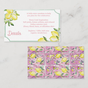 Carte D'accompagnement Italien Rose Citron pour Mariage ou Baby Shower