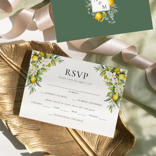 Carte D'accompagnement Italien Villa Lemons & Olives Mariage RSVP