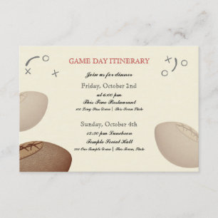 Carte D'accompagnement Itinéraire Bar Mitzvah de passe de football vintag