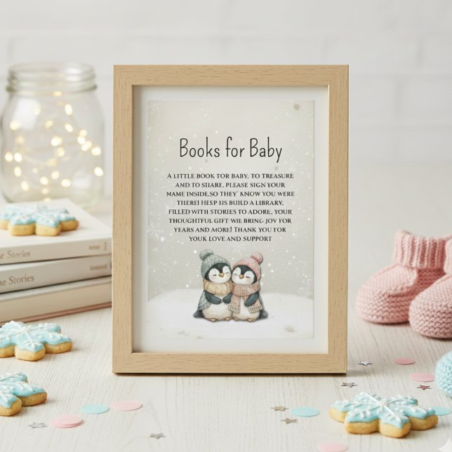 Carte D'accompagnement Its twin penguin baby shower Books for Baby  (Créateur téléchargé)