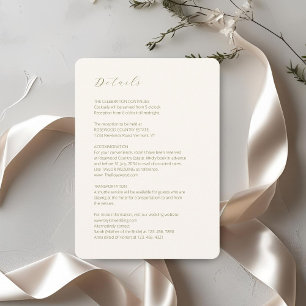 Carte D'accompagnement Ivoire et blanc Détails minimaux du Mariage de s