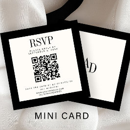Carte D'accompagnement Ivory black classic elegant QR RSVP wedding